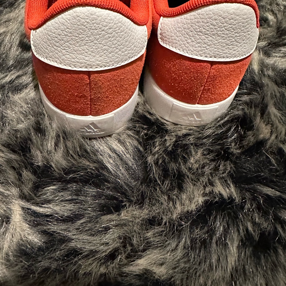 adidas Red Suede Low-Top Sneakers with White Stripes - Picture 4 of 5